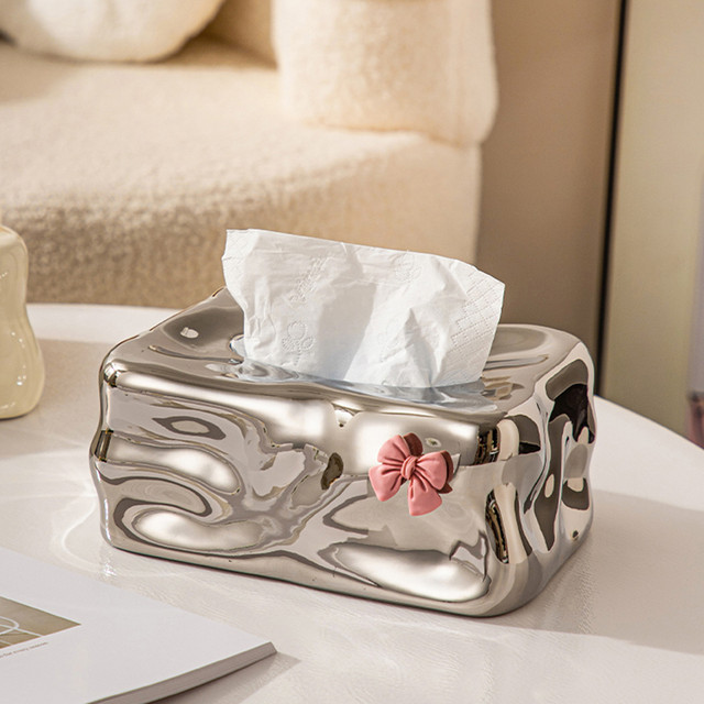 Electroplated Ceramic Tissue Box Cover, Tissue Box Holder Case